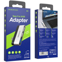 Переходник HUB Borofone DH1 Type-C to USB 3.0 + 2xUSB 2.0 – Черный