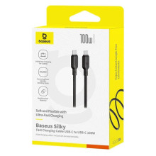 Дата кабель Baseus Silky Series OS Fast Charging Type-C to Type-C 100W (1m) (P10377704) – Чорний