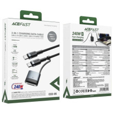 Дата кабель Acefast C22-05 2in1 Type-C to Type-C 240W/MAG3 140W (1.2m) – Чорний