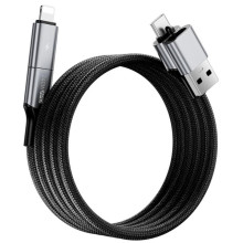 Дата кабель WIWU Wi-C085 Raptor Pro 2in2 USB-A + USB-C/Type-C to Lightning (1m) – Черный