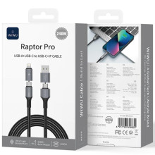 Дата кабель WIWU Wi-C085 Raptor Pro 2in2 USB-A + USB-C/Type-C to Lightning (1m) – Черный
