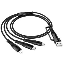 Дата кабель Hoco X123 Victory 3in1 Type-C to Lightning/Type-C/MicroUSB 3A (1m) – Чорний