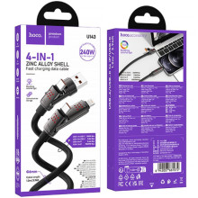 Дата кабель Hoco U143 Joy 4in1 USB to Lightning/Type-C to Type-C 240W (1.2m) – Черный