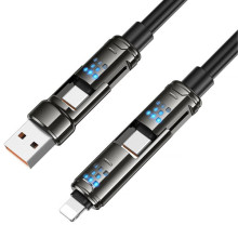 Дата кабель Hoco U143 Joy 4in1 USB to Lightning/Type-C to Type-C 240W (1.2m) – Черный