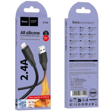 Дата кабель Hoco X124 Bien silicone USB to Lightning 2.4A (1m) – Черный
