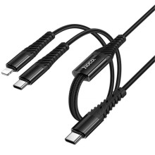 Дата кабель Hoco X123 Victory 2in1 Type-C to Lightning/Type-C 3A (1m)