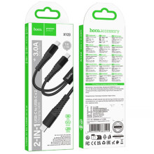 Дата кабель Hoco X123 Victory 2in1 Type-C to Type-C/Type-C 3A (1m) – Черный