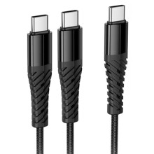 Дата кабель Hoco X123 Victory 2in1 Type-C to Type-C/Type-C 3A (1m) – Черный