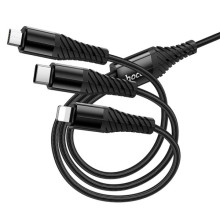 Дата кабель Hoco X123 Victory 3in1 Type-C to Lightning/Type-C/MicroUSB 3A (1m) – Черный