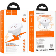 Сетевой универсальный переходник Hoco AC6 3in1 (EU) – Белый