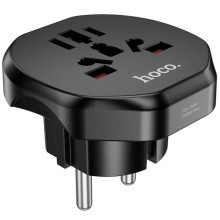 Сетевой универсальный переходник Hoco AC6 3in1 (EU) – Черный
