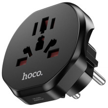 Сетевой универсальный переходник Hoco AC6 3in1 (EU) – Черный