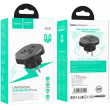 Сетевой универсальный переходник Hoco AC6 3in1 (EU) – Черный