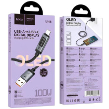 Дата кабель Hoco U148 Lord with display USB to Type-C 100W (1.2m) – Черный