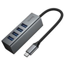 Переходник HUB Hoco HB1C 4in1 (Type-C to 4xUSB 3.0) (1m) – Серый