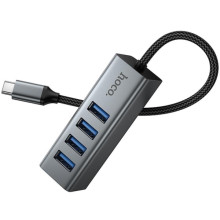 Переходник HUB Hoco HB1C 4in1 (Type-C to 4xUSB 3.0) (1m) – Серый