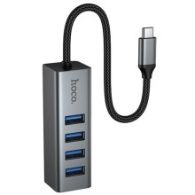 Переходник HUB Hoco HB1C 4in1 (Type-C to 4xUSB 3.0) (1m) – Серый
