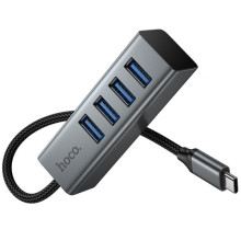 Переходник HUB Hoco HB1C 4in1 (Type-C to 4xUSB 3.0) (1m) – Серый