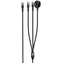 Дата кабель Hoco CW64 3in1 Type-C to iWatch/Lightning/Type-C 15W (1.2m) – Черный