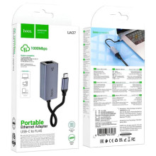 Перехідник Hoco UA37 Portable Type-C to RJ45 1000 Mbs (0.15m) – Сірий
