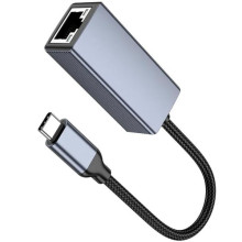Перехідник Hoco UA37 Portable Type-C to RJ45 1000 Mbs (0.15m) – Сірий