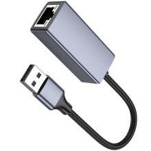 Перехідник Hoco UA37 Portable USB to RJ45 1000 Mbs (0.15m) – Сірий