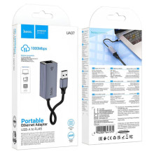 Перехідник Hoco UA37 Portable USB to RJ45 1000 Mbs (0.15m) – Сірий