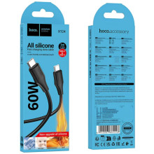 Дата кабель Hoco X124 Bien silicone Type-C to Type-C 60W (1m) – Черный