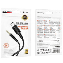 Аудіо кабель Aux Borofone BL25B Nice (Type-C to AUX 3.5mm) (1m) – Чорний
