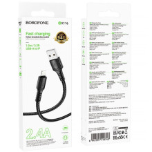 Дата кабель Borofone BX116 Certain USB to Lightning 2.4A (1m) – Чорний