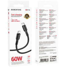 Дата кабель Borofone BX116 Certain Type-C to Type-C 60W (1m) – Чорний
