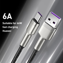 Дата кабель Baseus Cafule Metal Data USB to Type-C 66W (0.25m) (CAKF00000) – Чорний