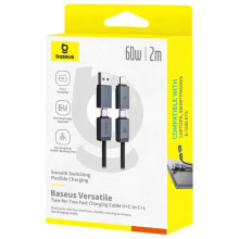 Дата кабель Baseus Versatile Two-for-Two USB/Type-C to Type-C/Lightning 60W (2m) (P10383000) – Чорний