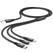 Дата кабель Hoco X14 Times Speed 3in1 (Lightning+Micro USB+Type-C) (1m) – Чорний