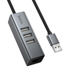 Перехідник HUB Hoco HB1D USB to USB2.0*3+RJ45
