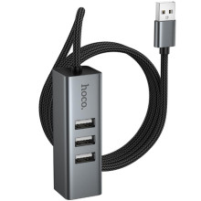 Перехідник HUB Hoco HB1D USB to USB2.0*3+RJ45 – Сірий