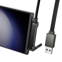 Дата кабель Hoco U150 Exquisite side plug and stand USB to Type-C 36W (1.2m) – Чорний