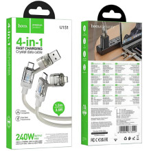 Дата кабель Hoco U151 Goldsmith 4in1 Type-C to USB/Type-C to Lightning 240W (1.2m) – Серый