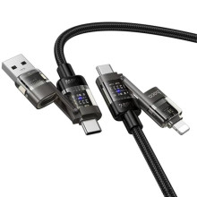 Дата кабель Hoco U151 Goldsmith 4in1 Type-C to USB/Type-C to Lightning 240W (1.2m) – Черный