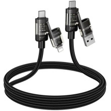 Дата кабель Hoco U151 Goldsmith 4in1 Type-C to USB/Type-C to Lightning 240W (1.2m) – Черный