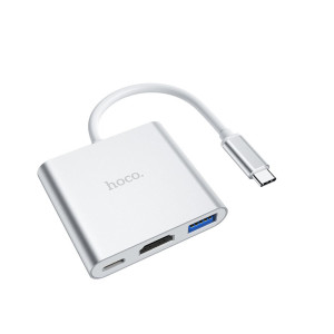 Переходник HUB Hoco HB14 Type-C to USB3.0+HDMI+PD – Стальной