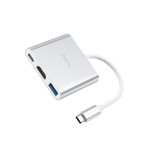 Переходник HUB Hoco HB14 Type-C to USB3.0+HDMI+PD – Стальной