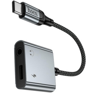 Переходник Hoco UPA34 Type-C to Type-C + 3.5mm – Серый