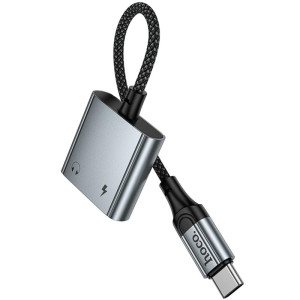Переходник Hoco UPA34 Type-C to Type-C + 3.5mm – Серый