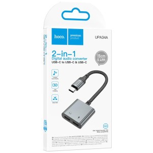 Переходник Hoco UPA34A Type-C to Type-C*2 – Серый