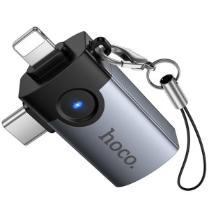 Переходник Hoco UA46D OTG 2in1 Lightning male/Type-C male to USB female
