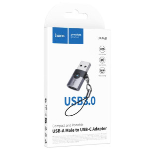 Переходник Hoco UA46B USB Male to Type-C Female USB3.0 – Серый