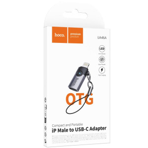 Переходник Hoco UA46A Lightning Male to Type-C Female – Серый