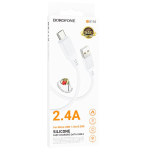 Дата кабель Borofone BX115 Lotto USB to MicroUSB 2.4A (1m)