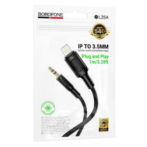 Аудио кабель Aux Borofone BL25A Nice (Lightning to AUX 3.5mm) (1m) – Черный